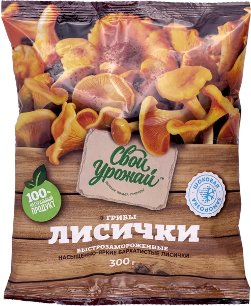 Изображение Грибы замороженные Свой Урожай лисички РПК м/у, 300 г