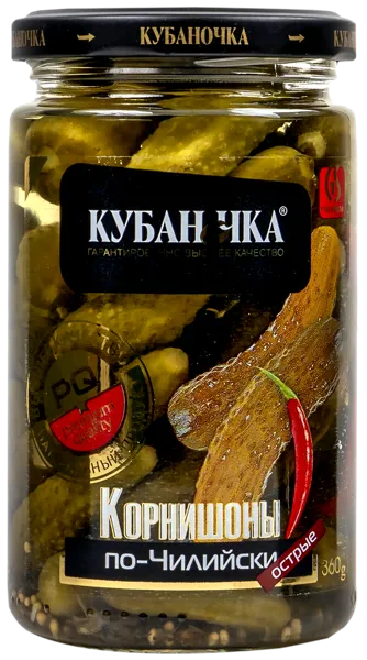 Изображение Корнишоны маринованные Кубаночка по-чилийски Гранд Стар с/б, 360 г