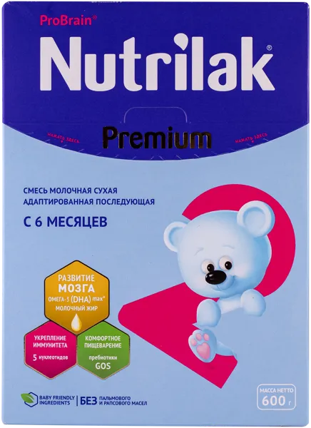 Изображение Смесь с 6 мес Нутрилак Премиум 2 молочная Нутритек кор, 600 г