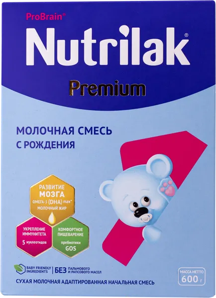 Изображение Смесь с рождения Нутрилак Премиум 1 молочная Инфаприм кор, 600 г