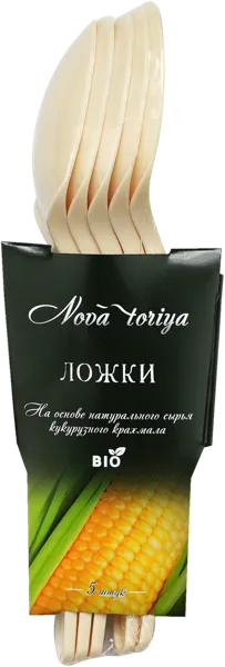 Изображение Одноразовая посуда белая Биопосуда ложка столовая Шанхай СанРайз м/у, 5 шт