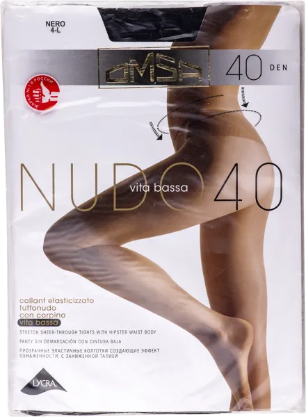 Изображение Колготки 40 ден размер 4 Омса нудо вита басса неро Омса к/у, 1 шт