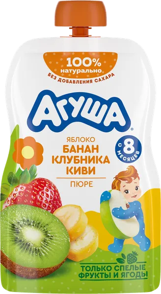 Изображение Пюре с 8 мес Агуша ябл банан клубн киви ВБД пауч, 90 г