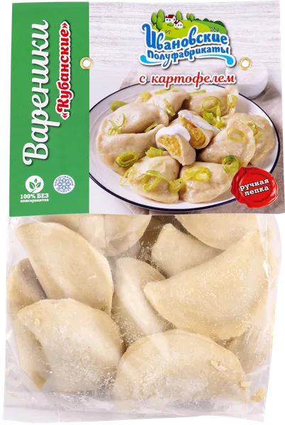 Изображение Вареники ручной лепки Ивановские Полуфабрикаты кубанские с картофелем ИП Басынина Е.А. м/у, 450 г
