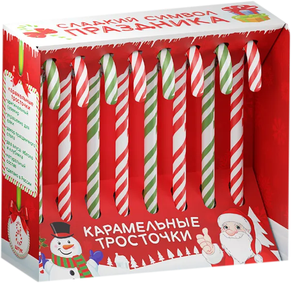 Изображение Карамель трость Сладкая сказка новогодняя 8шт красная Сладкая сказка кор, 120 г