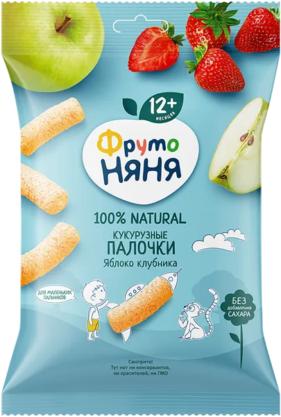 Изображение Кукурузные палочки с 12 мес Фрутоняня яблоко клубника Прогресс м/у, 20 г