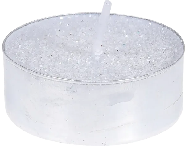 Изображение Свеча 3,7см чайная Купман серебристая с блестками Купман Интернэшнл , 8 шт