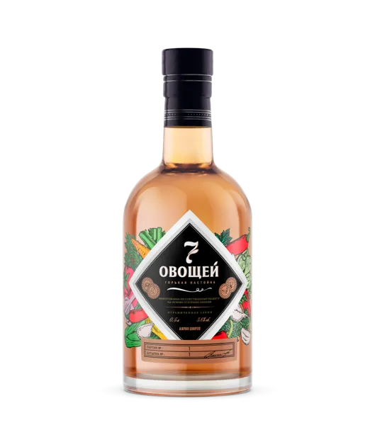 Изображение Настойка горькая Спирт Люкс 40% 7 Овощей Стрижамент Лоза с/б, 0,5 л