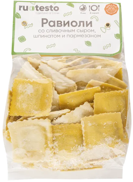 Изображение Равиоли со сливочным сыром Ру Тесто шпинат пармезан ИП Панова Л.В. м/у, 400 г