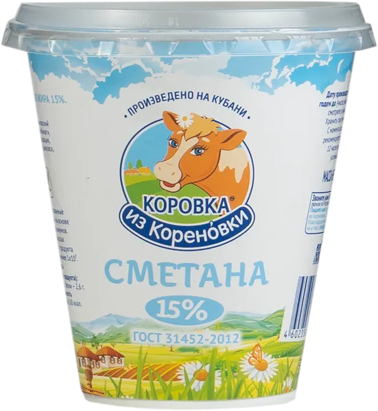 Изображение Сметана 15% Коровка из Кореновки Кореновский МКК п/б, 300 г