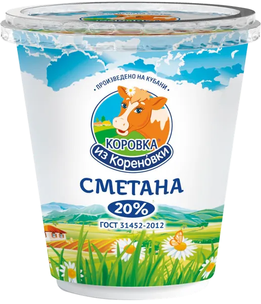 Изображение Сметана 20% Коровка из Кореновки Кореновский МКК п/б, 300 г
