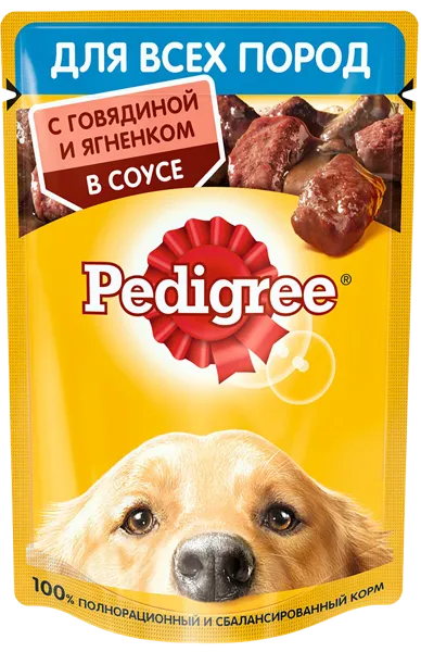 Изображение Корм для собак Педигри говядина ягненок в соусе Марс м/у, 85 г