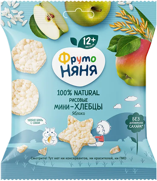 Изображение Хлебцы мини рисовые Фрутоняня яблоко пребиотик Прогресс м/у, 30 г