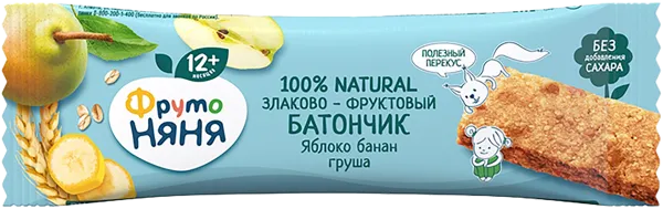 Изображение Батончик злаковый Фрутоняня яблоко банан груша Прогресс м/у, 25 г