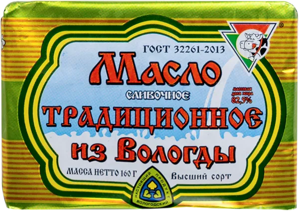 Изображение Масло 82,5% сливочное Из Вологды традиционное УОМЗ ВГМХА м/у, 160 г
