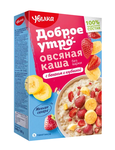 Изображение Каша овсяная Увелка банан клубника Ресурс кор, 200 г
