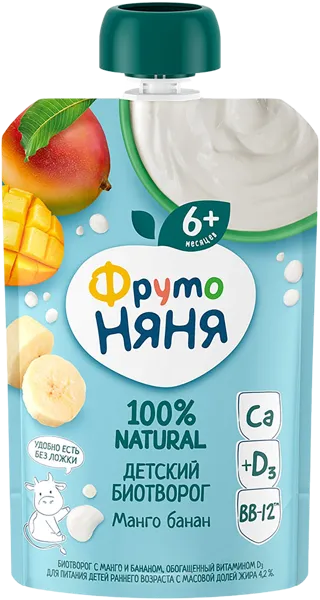 Изображение Биотворог 4,2% с 6 месяцев Фрутоняня манго банан Прогресс пауч, 90 г