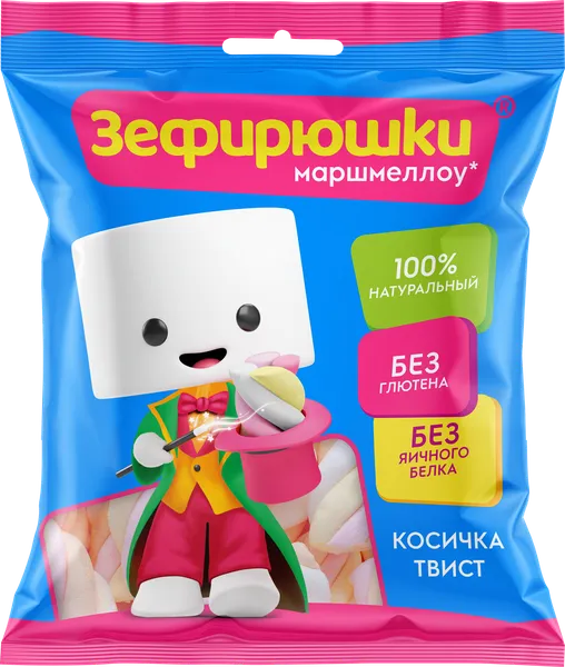 Изображение Зефир маршмеллоу Зефирюшки косичка твист Сладкая сказка м/у, 40 г