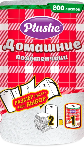 Изображение Полотенце бумажное 2х сл Плюше миди белые 100 листов Папир м/у, 1 шт