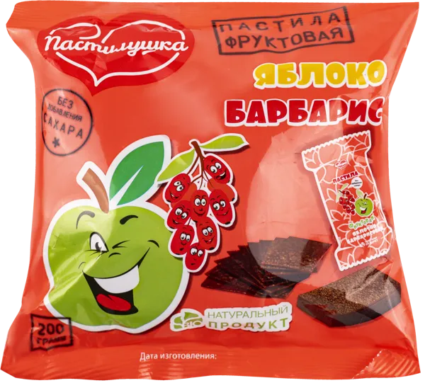Изображение Пастила из г. Нальчик Пастилушка яблоко барбарис без сахар Пастилушка м/у, 200 г