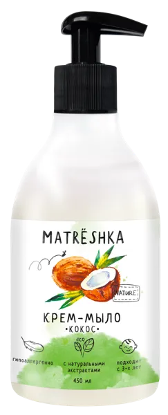 Изображение Мыло-крем для рук Матрешка БИО кокос КубаньБытХим п/у, 450 мл