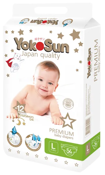 Изображение Подгузники L 9-13 кг Йокосан премиум Азия Лайф м/у, 54 шт
