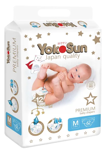 Изображение Подгузники M 5-10 кг Йокосан премиум Азия Лайф м/у, 62 шт