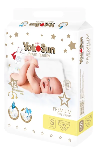 Изображение Подгузники S 3-6 кг Йокосан премиум Азия Лайф м/у, 72 шт
