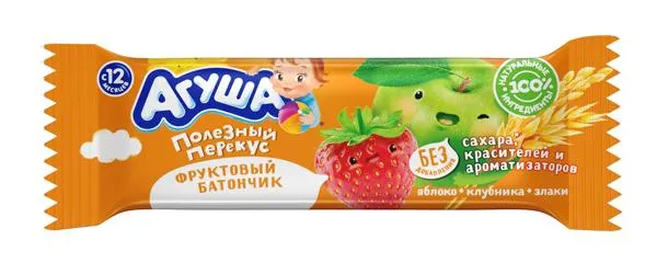 Изображение Батончик фруктовый Агуша яблоко клубника злаки Фарм-Про ПК м/у, 15 г