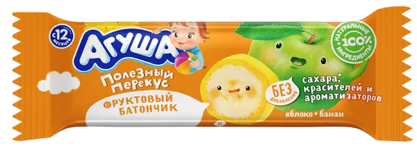 Изображение Батончик фруктовый Агуша яблоко банан Фарм-Про ПК м/у, 15 г