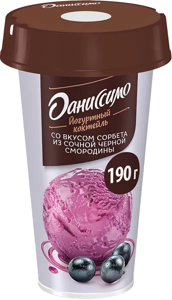 Изображение Коктейль 2,6% кисломолочный Даниссимо сорбет черная смородина Эйч энд Эн п/б, 190 