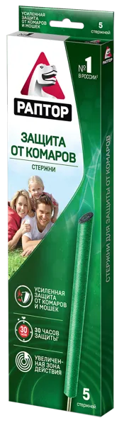 Изображение Стержень от комаров и мошек Раптор Юпеко к/у, 5 шт
