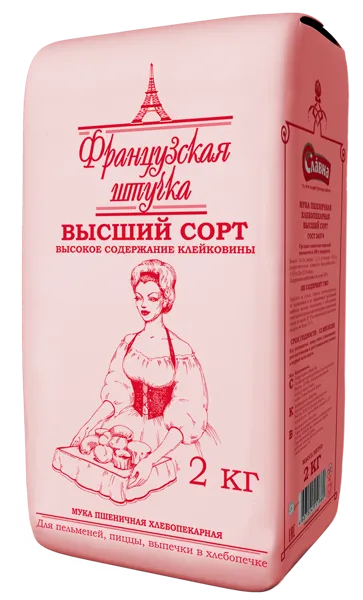 Изображение Мука пшеничная в/с Французская штучка Старооскольский КХ м/у, 2 КГ