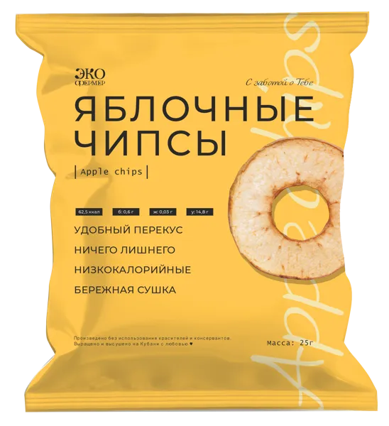Изображение Чипсы натуральные Экофермер яблочные Рашковецкий ИП м/у, 25 г