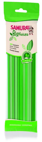 Изображение Трубочки для коктейля Самурай гибкие зеленые Сисма м/у, 40 шт