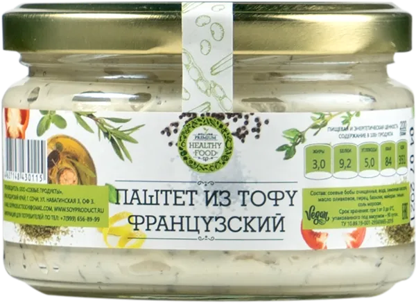 Изображение Паштет соевый Премиум Хелси Фуд французский из тофу Соевые продукты с/б, 200 г