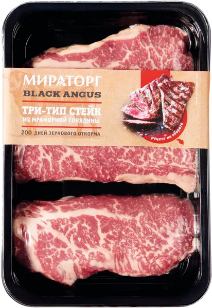 Изображение Мясо охлаждённое Стейк Три -Тип из мраморной говядины Мираторг ТК в/у, 390 г