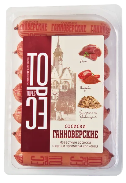 Изображение Сосиски вареные Торес ганноверские Торес мгс, 400 г