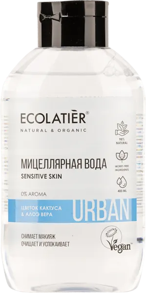 Изображение Мицеллярная вода для лица Эколатье урбан БИО кактус алоэ очищение ЭкоЛаборатория п/у, 400 мл
