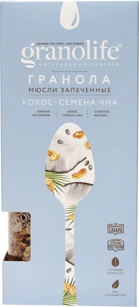 Изображение Гранола Гранолайф кокос семена чиа Гранолайф кор, 400 г