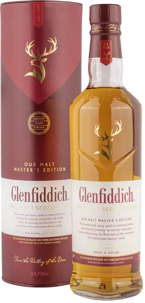 Изображение Виски односолодовый Гленфиддик молт мастерс 12 лет Уильям Грант туба п/у, 0,7 л