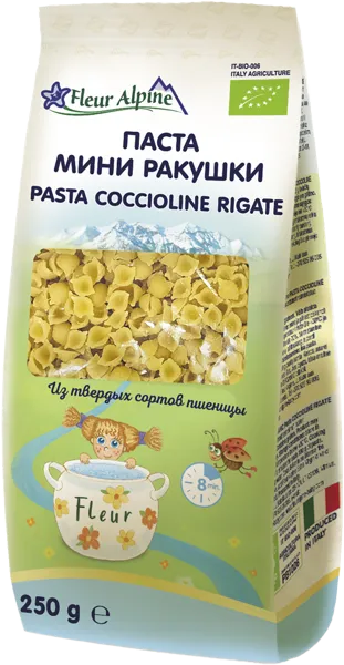 Изображение Паста из твердых сортов Флер Альпин БИО мини ракушки Граноро Срл м/у, 250 г