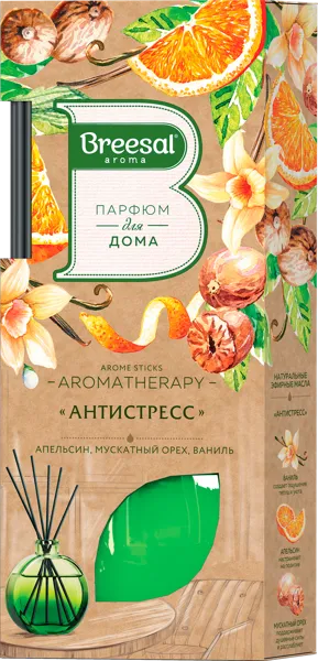 Изображение Аромадиффузор интерьерный Бризаль арома стикс антистресс Юпеко к/у, 70 мл