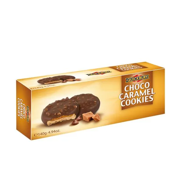 Изображение Печенье в молочном шоколаде Квикбери с карамелью и орехами Квикбери кор, 140 г