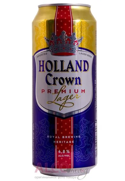 Изображение Пиво светлое Лагер 4,7% Холланд Краун премиум Кронбрау Б.В. ж/б, 0,5 л