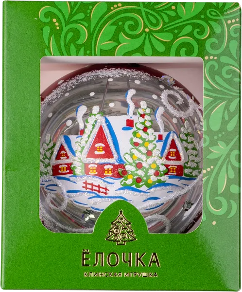 Изображение Шар 4 Зимний пейзаж стекло Ёлочка с2054 Клинская игрушка к/у, 1 шт