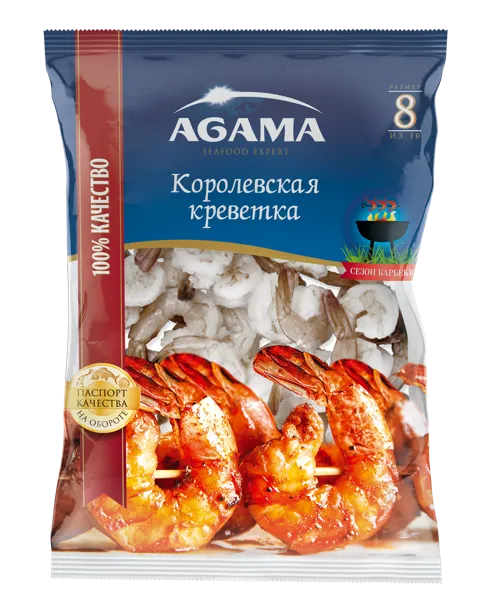 Изображение Морепродукты с/м для гриля Агама креветки королевские Агама м/у, 850 г