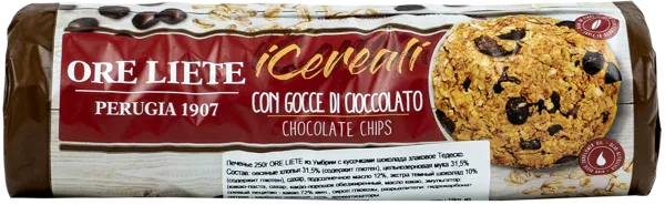 Изображение Печенье злаковое Оре Лиете из Умбрии с кусочками шоколада Тедеско м/у, 250 г