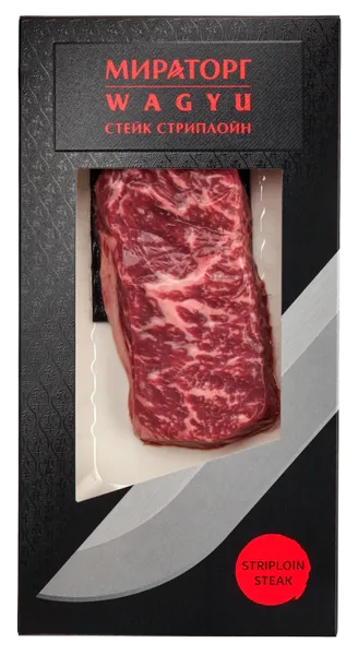 Изображение Мясо охлаждённое Стейк Стриплойн из говядины Вагю Мираторг в/у, 190 г