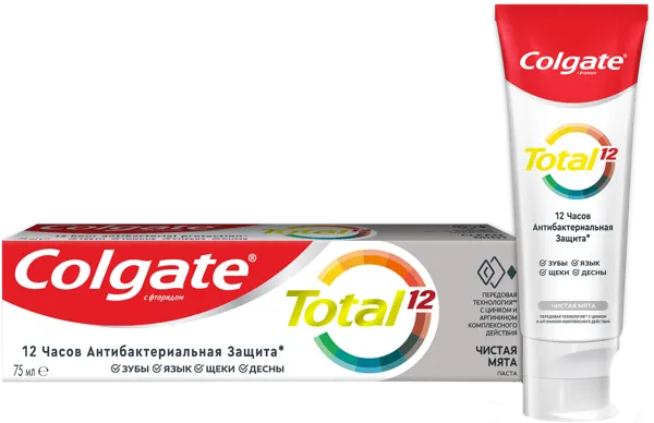 Изображение Зубная паста отбеливающая Колгейт тотал 12 чистая мята Колгейт Палмолив к/у, 75 мл